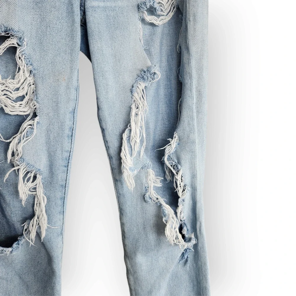 American Eagle Ripped Mom Jean High Rise Destroyed Straight Leg Jeans 4